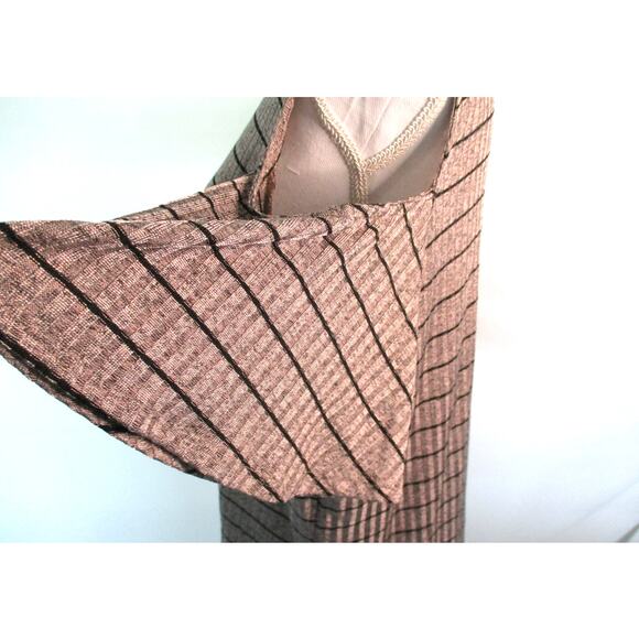 Apt. 9 Women's Tan Striped Peek A Boo Shoulder Short Sleeve  Shirt Size XL - Picture 5 of 11